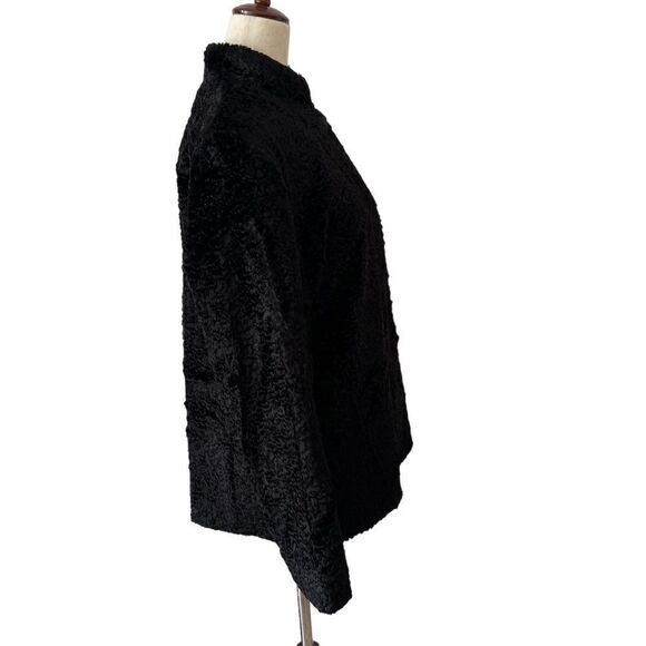 Vintage Laura Ashley Faux Shearling Black Cocktail Jacket- one button - Picture 5 of 7